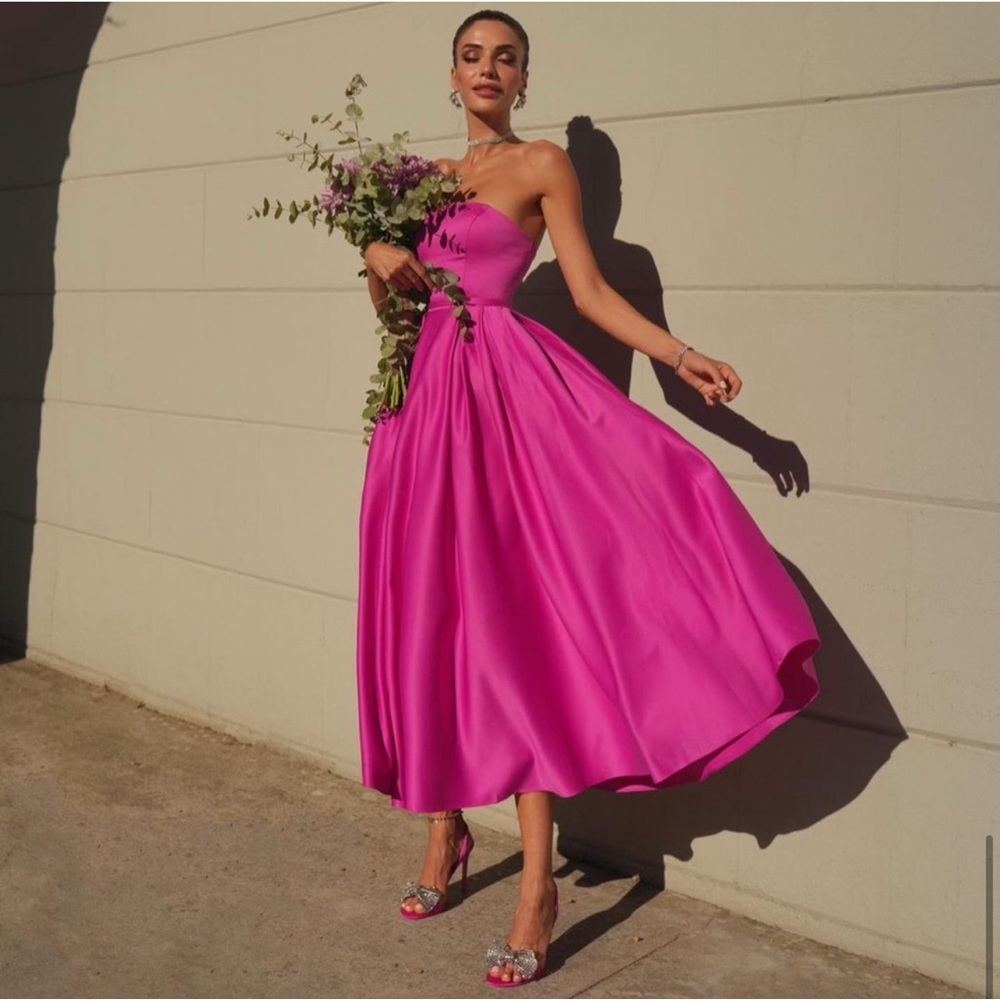 Zara Fuchsia Embellished Bow High Heel Slingbacks - Picture 11 of 13